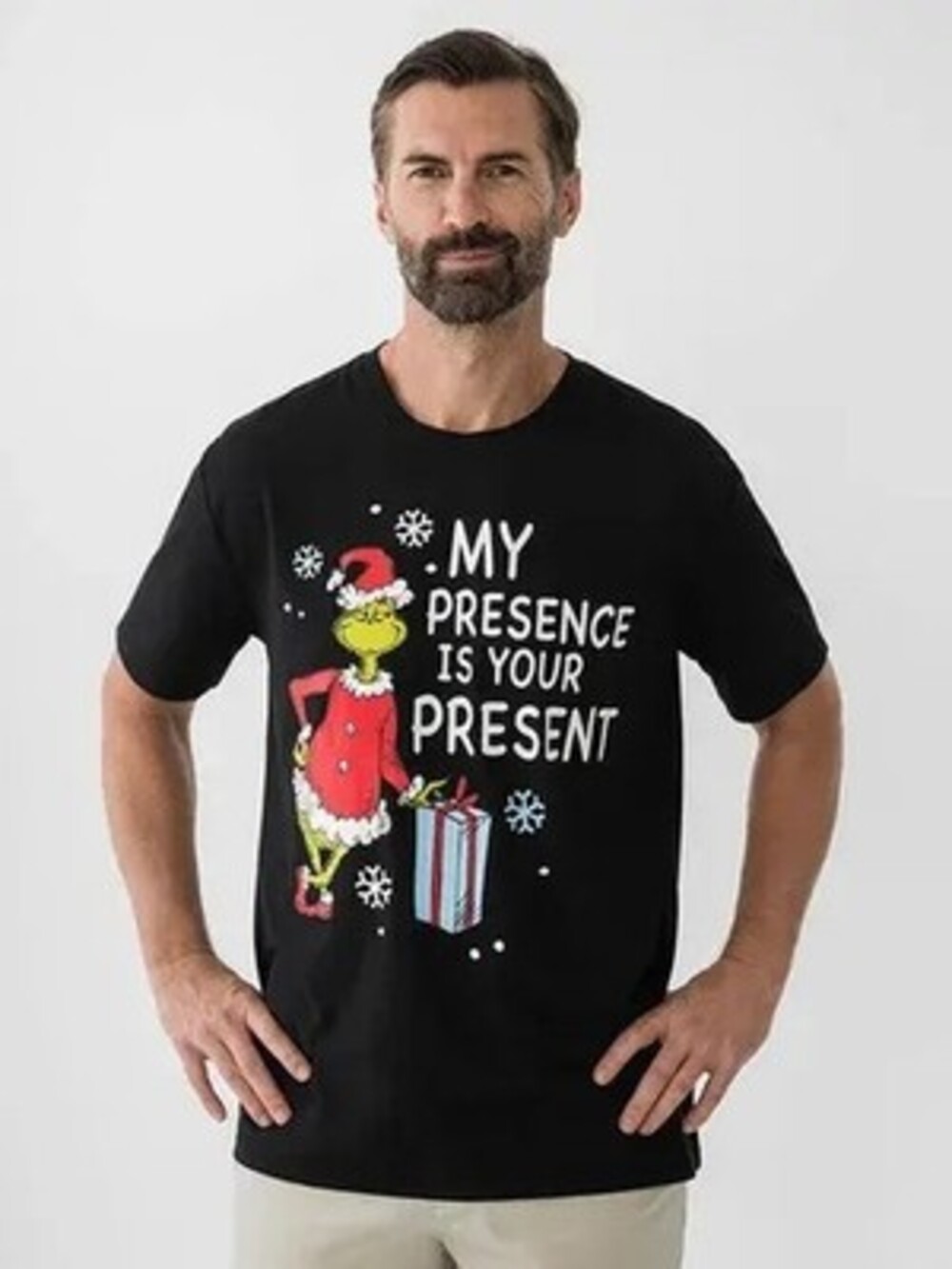 Gildan The Grinch My Presence Is Your Present Graphic T-Shirt Men's XL Black